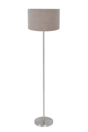 Vloerlamp Noor 4433ST – Geborsteld staal met taupe linnen kap Meest Verkocht