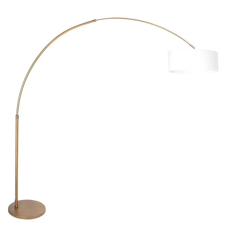 Staande booglamp brons met witte kap Steinhauer Sparkled Light Weekendaanbieding