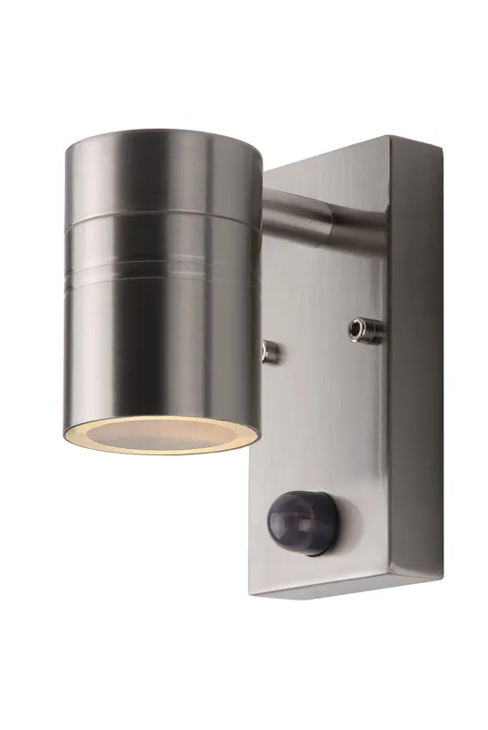 Lucide ARNE-LED IR – Wandspot / Wandlamp Binnen/Buiten – Ø 6,3 cm – LED – GU10 – 1x5W 2700K – IP44 – Beweging & dag/nacht sensor – Mat chroom Laatste Kans