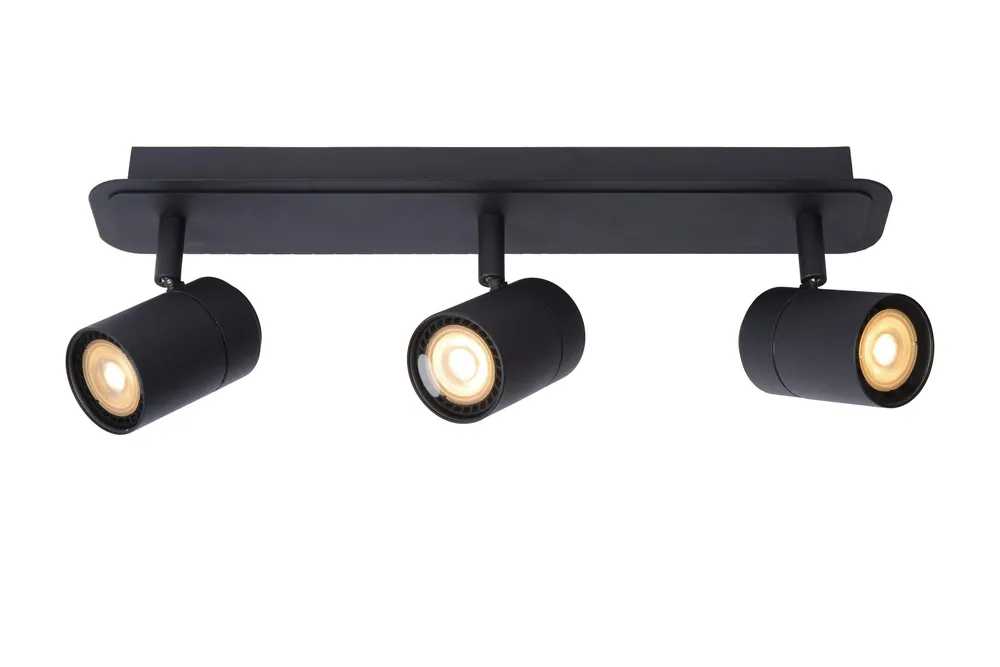 Lucide LENNERT – Plafondspot Badkamer – LED Dimb. – GU10 – 3x5W 3000K – IP44 – Zwart Gratis Verzending