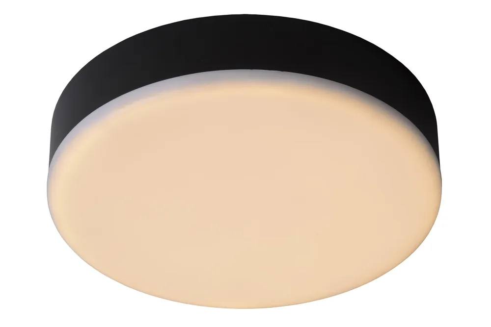 Lucide CERES-LED – Plafonnière Badkamer – Ø 21,5 cm – LED Dimb. – 1x30W 3000K – IP44 – Zwart Shop Nu