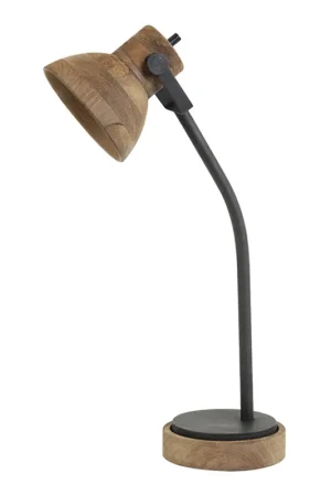 Natuurlijke houten tafellamp met zwart Light & Living Imbert Koop Vandaag