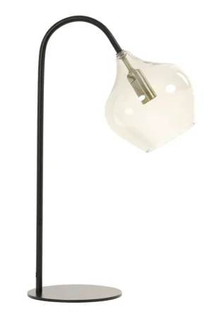 Retro zwarte tafellamp wit glas Light & Living Rakel Weekendaanbieding