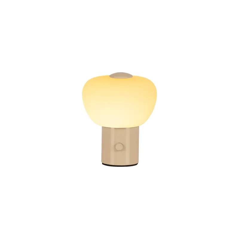 Lucide GUSTAV – Oplaadbare Tafellamp – Accu/Batterij – Ø 8 cm – LED Dimb. – 1×0,8W 2700K – Beige | Essential Op = Op