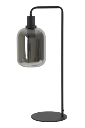 Rookgrijze glazen tafellamp met stijl Light & Living Lekar Snelle Levering