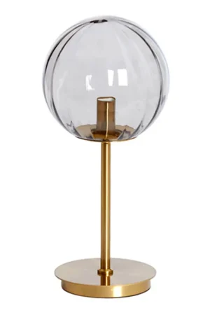Speciale Aanbieding Retro tafellamp goud met zwart rookglas Light & Living Magdala