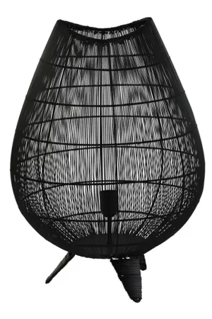 Op = Op Rustieke zwarte korf tafellamp Light & Living Yumi