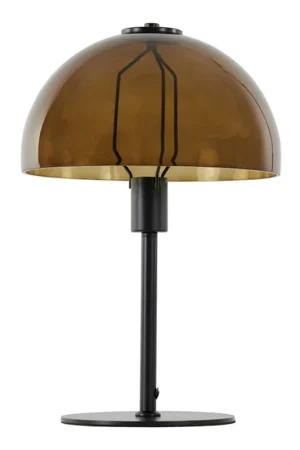 Fabrieksprijs Klassieke zwarte tafellamp bruin rookglas Light & Living Mellan
