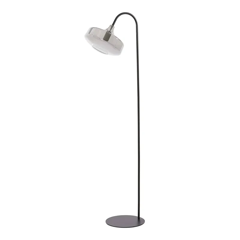 Express Levering Retro zwarte vloerlamp rookglazen lampenkap Light & Living Solna