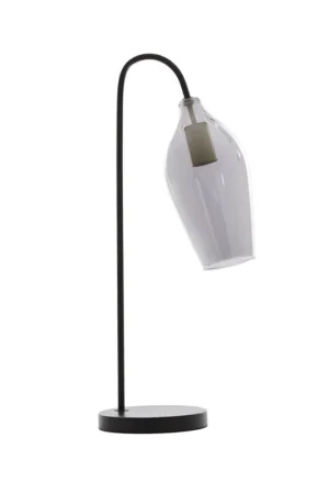 Uitverkoop Zwarte tafellamp met gevormd glas Light & Living Lukaro