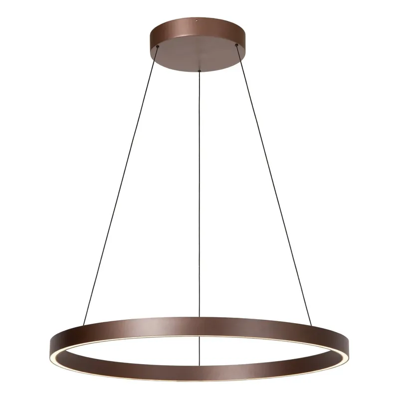 Lucide LIANE – Hanglamp – Ø 80 cm – LED Dimb. – CCT – 2x36W 2700K/4000K – Roest bruin | Vibes Betrouwbaar