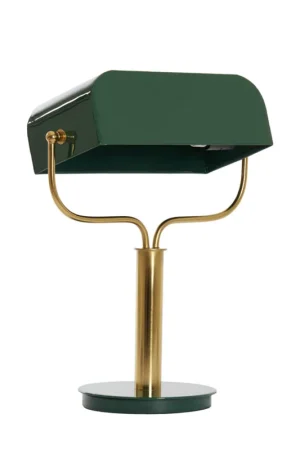 Populair Metalen bankierslamp met groene stalen kap Light & Living Ayer
