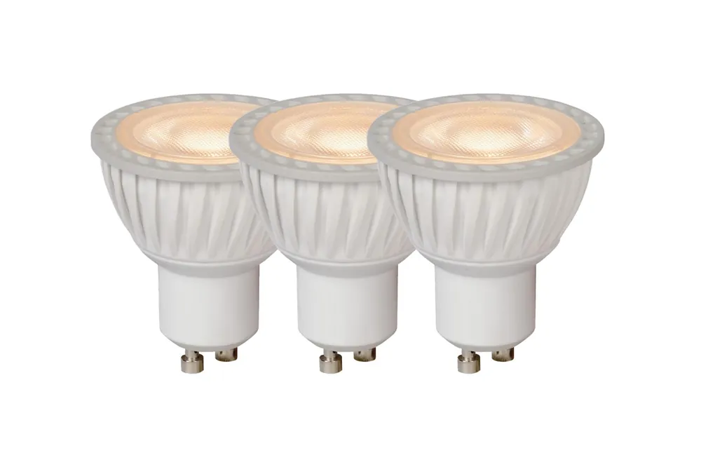 Lucide MR16 – Led lamp – Ø 5 cm – LED Dimb. – GU10 – 3x5W 3000K – Wit – Set van 3 Op = Op