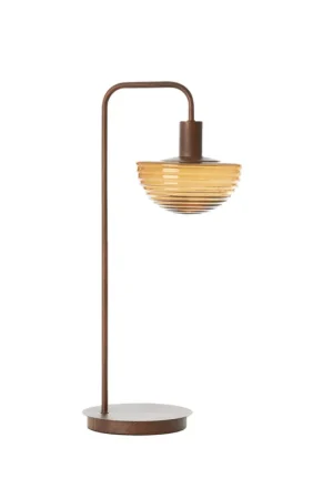 Laatste Kans Vintage tafellamp met ambeurkleurig glas Light & Living Baylie