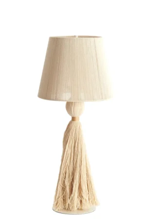 Direct Verzonden Beige stoffen schemerlamp kwast Light & Living Espino