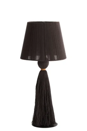 Direct Verzonden Zwarte stoffen vintage tafellamp Light & Living Espino