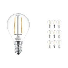 Bestel Nu Voordeelpak 10x Philips Classic LED Lustre E14 Kogel Filament Helder 2W 250lm - 827 Zeer Warm Wit | Vervangt 25W