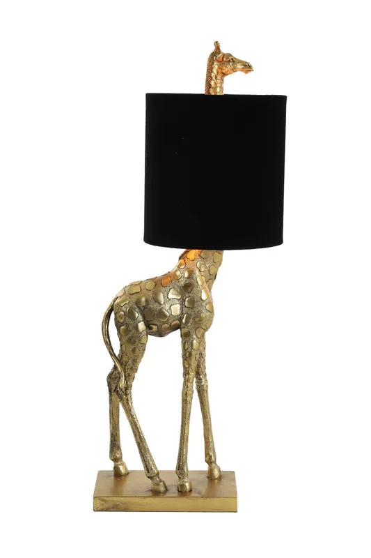 Tafellamp 26x16x61 cm GIRAFFE antiek brons+velvet zwart Meest Verkocht