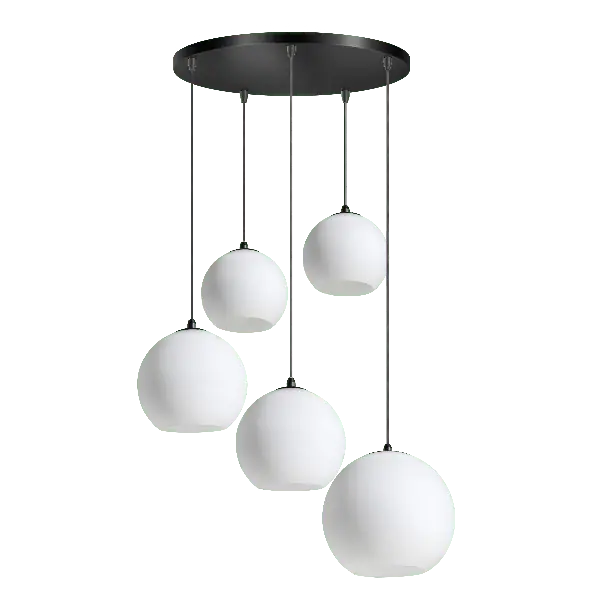 ETH Orb Opal hanglamp 5x E27 opaal glas 2×20-2×25-30cm / zwart 50cm ronde plaat / kabel 3.5 meter Koop Vandaag