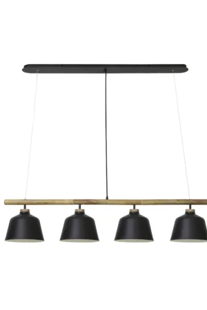 Zwarte hanglamp met houten accent Light & Living Banu Tijdelijk Beschikbaar