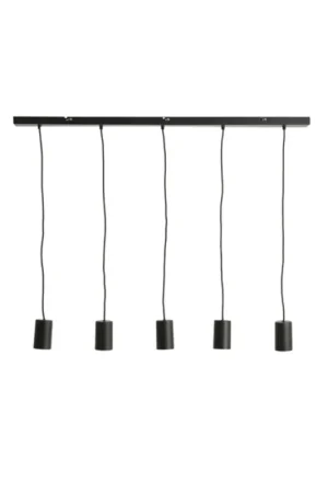 Strakke hanglamp met vijf lichtpunten in zwart metaal Light & Living BRADLY Superprijs