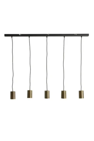 Lineaire hanglamp met vijf lichtpunten in antiek brons Light & Living BRADLY Merkproduct