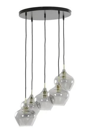 Fabrieksprijs Retro glazen hanglamp vijf lichtpunten Light & Living Rakel