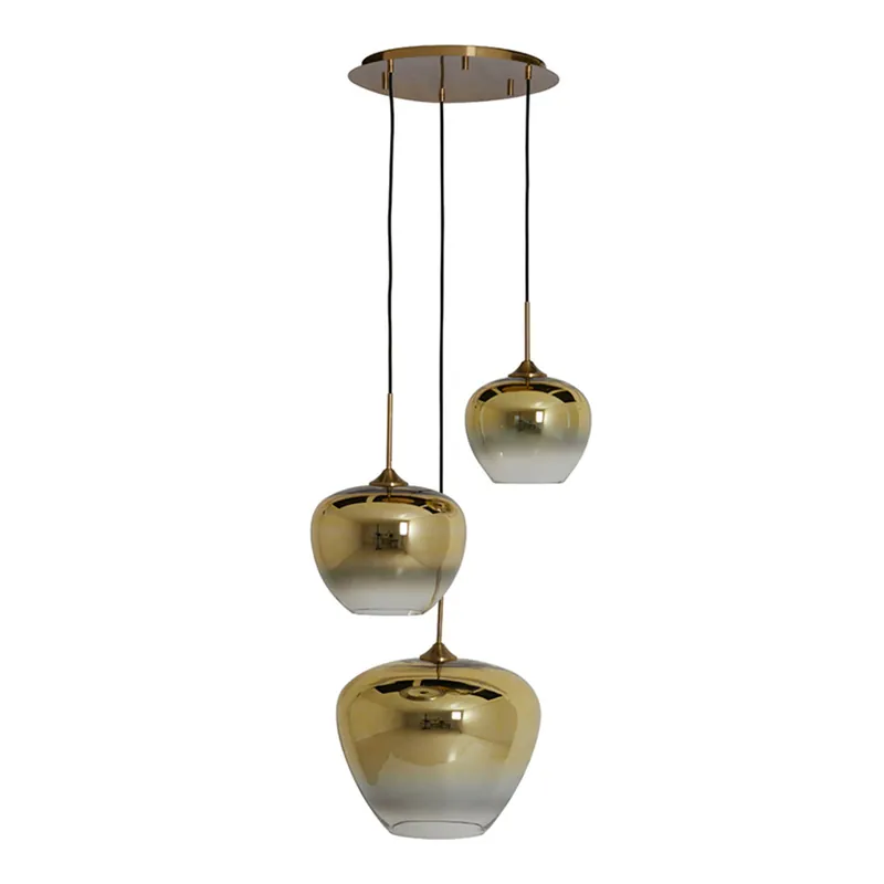 Goedkoop Retro gouden hanglamp drie lichtpunten Light & Living Mayson
