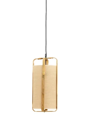 Houten hanglamp met stoffen kap Light & Living Sendai Snelle Levering