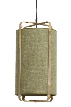 Hanglamp groen frame bamboe Light & Living Sendai Nieuw
