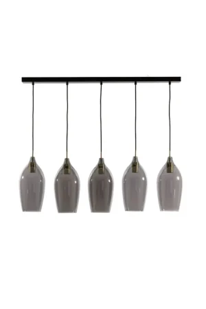 Laatste Kans Glazen hanglamp met vijf kappen Light & Living Lukaro