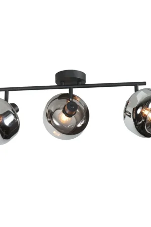Gratis Retour Zwarte 3-Lichts Plafondspot Tenebris 4210ZW – Stijlvolle Verlichting met Smoke Glas