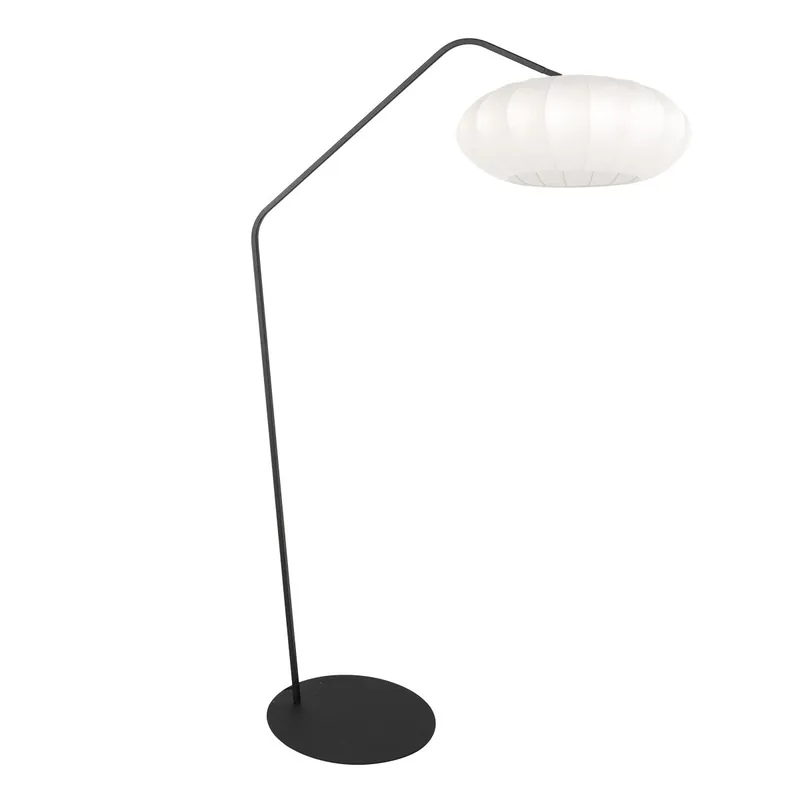 Zwarte vloerlamp Zig-Zag 4249ZW met wit zijden kap – Uniek design en functioneel gebruik Laatste Versie