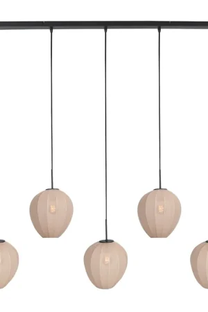 HaloSwap 4288ZW – Zwarte langwerpige hanglamp met warme crèmekleurige kappen Gratis Verzending