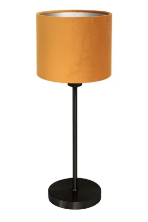 Tafellamp Noor 4424ZW – Zwart staal met gouden velours kap Koop Online