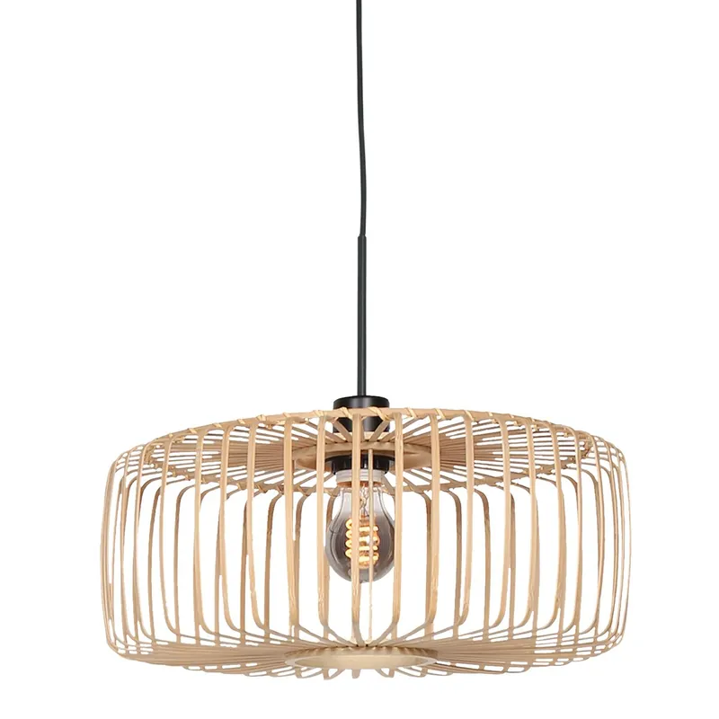 Hanglamp Sparkled Light 4474ZW – Zwart met bamboe kap Ø40 cm Aanbieding