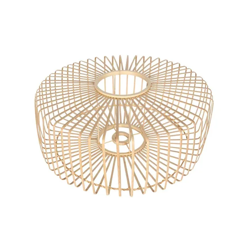 Gratis Retour Naturel bamboe/houten lampenkap K2004BS ⌀40cm met E27 support.