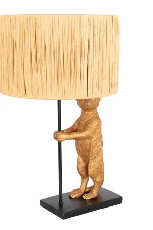 Must-Have Tafellap met beer en rotan lampenkap Anne Light & Home Animaux