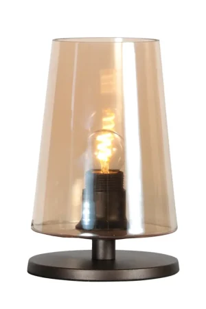Koop Online Cacao tafellamp Ancilla met amber glas en touch bediening