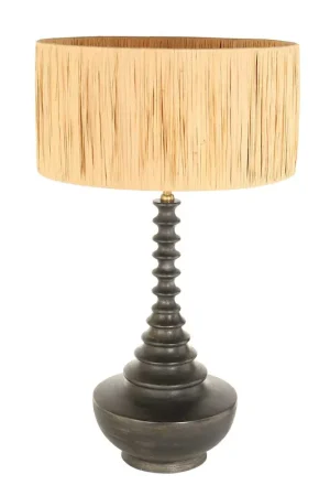 Rustieke zwart beige rotan tafellamp Steinhauer Bois Meest Verkocht