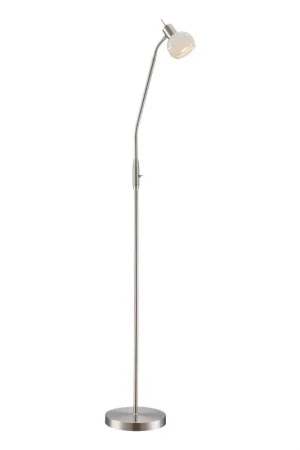Flexibele vloerlamp nikkel satijnglaskap Globo Elliott Gratis Retour