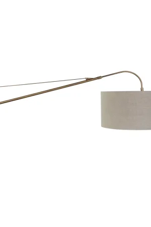 Bronzen wandlamp met grijs linnen kap Ø50 cm Steinhauer Elegant Classy Weekendaanbieding