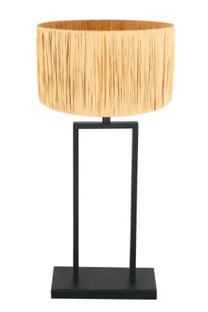 Zwarte tafellamp met rotan lampenkap Steinhauer Stang Veilige Betaling