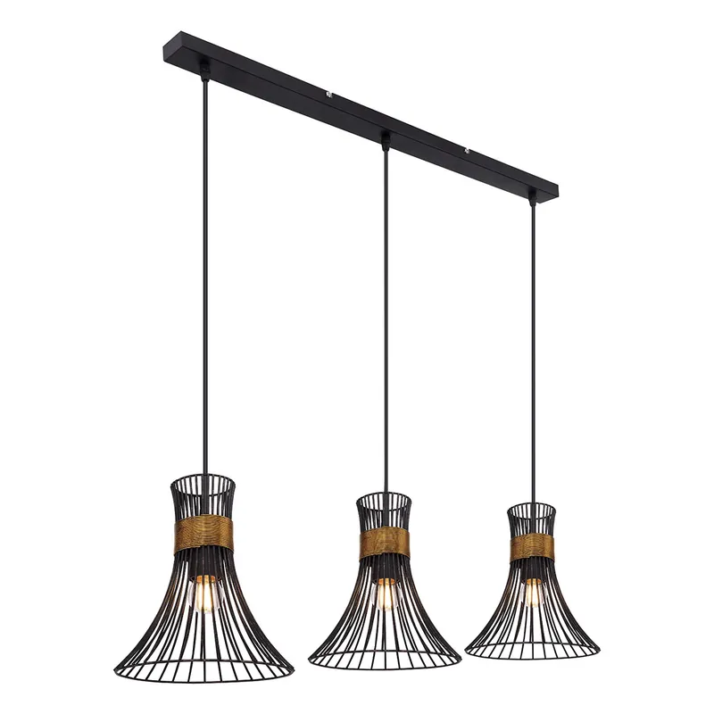 Favoriet 3-Kap hanglamp zwart/goud kelkvorm Globo Purra