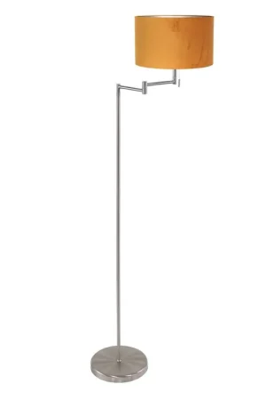 Betrouwbaar Stalen vloerlamp met oranje lampenkap Mexlite Bella