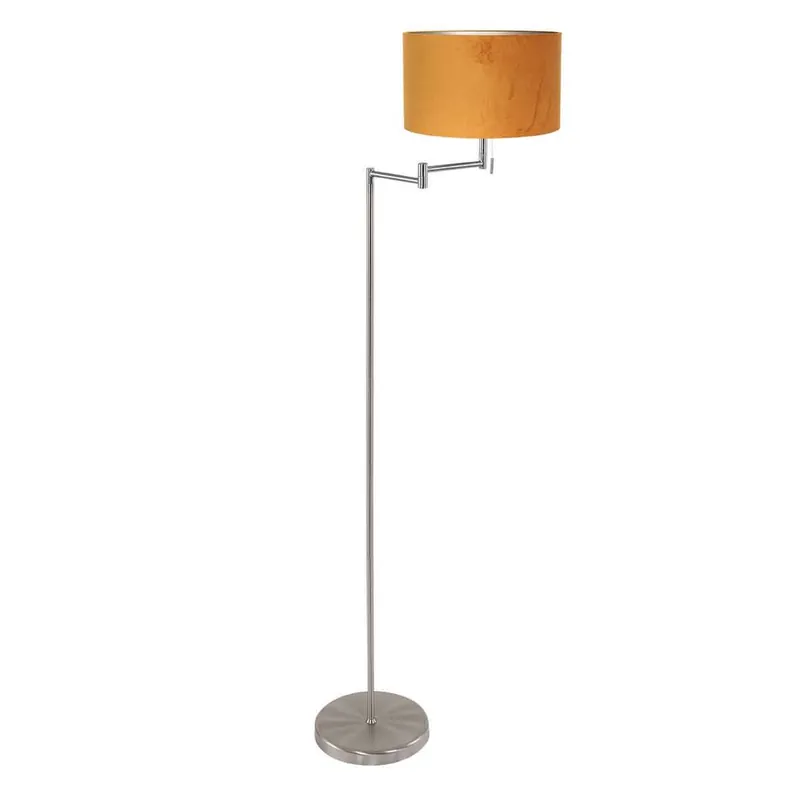 Betrouwbaar Stalen vloerlamp met oranje lampenkap Mexlite Bella