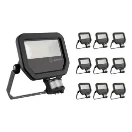 Voordeelpak 10x Ledvance LED Floodlight Sensor GEN 3 Zwart 20W 2400lm 100D - 840 Koel Wit | IP65 - Bewegings- en lichtsensor - Symmetrisch - Vervangt 50W Laatste Kans