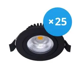 Speciale Aanbieding Voordeelpak 25x Noxion LED Kantelbaar Slim Spot Zwart Rond 6W 550lm 60D - 927 Zeer Warm Wit | 85mm - IP54 - Dimbaar - Beste Kleurweergave