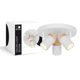 Bestseller D'Lite Plafondlamp Beitem Mat Wit FSC Hout | Geschikt Voor 3x GU10