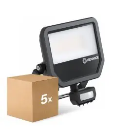 Actieprijs Voordeelpak 5x Ledvance LED Floodlight Aluminium Zwart 41W 6000lm 100D - 840 Koel Wit | IP65 - Bewegings- En Lichtsensor - Symmetrisch